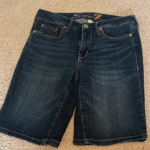 Seven7 Dark Blue Denim Shorts with Gold Accents